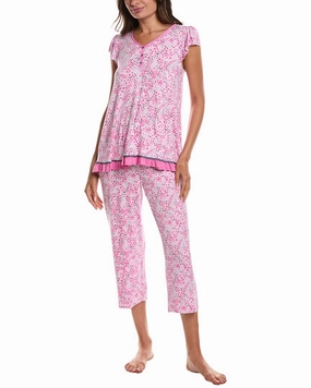 Ellen Tracy 2pc Top & Cropped Pant Sleep Set French Terry