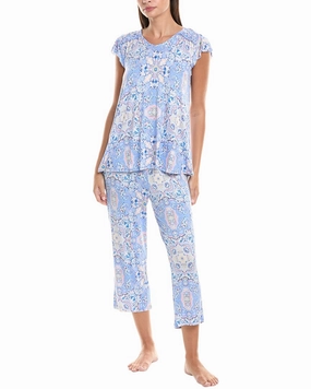 Ellen Tracy 2pc Top & Pant Pajama Set VNeck Design Lightweight Jersey Knit