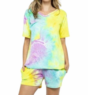 Convertible Features Smooth zipper closure Ellie Tie Dye Short Set In Multi Color