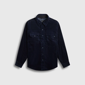 Anti Slip Shoulder Asymmetric Hemline Engineered Garments CPO Shirt Jacket - Dark Navy