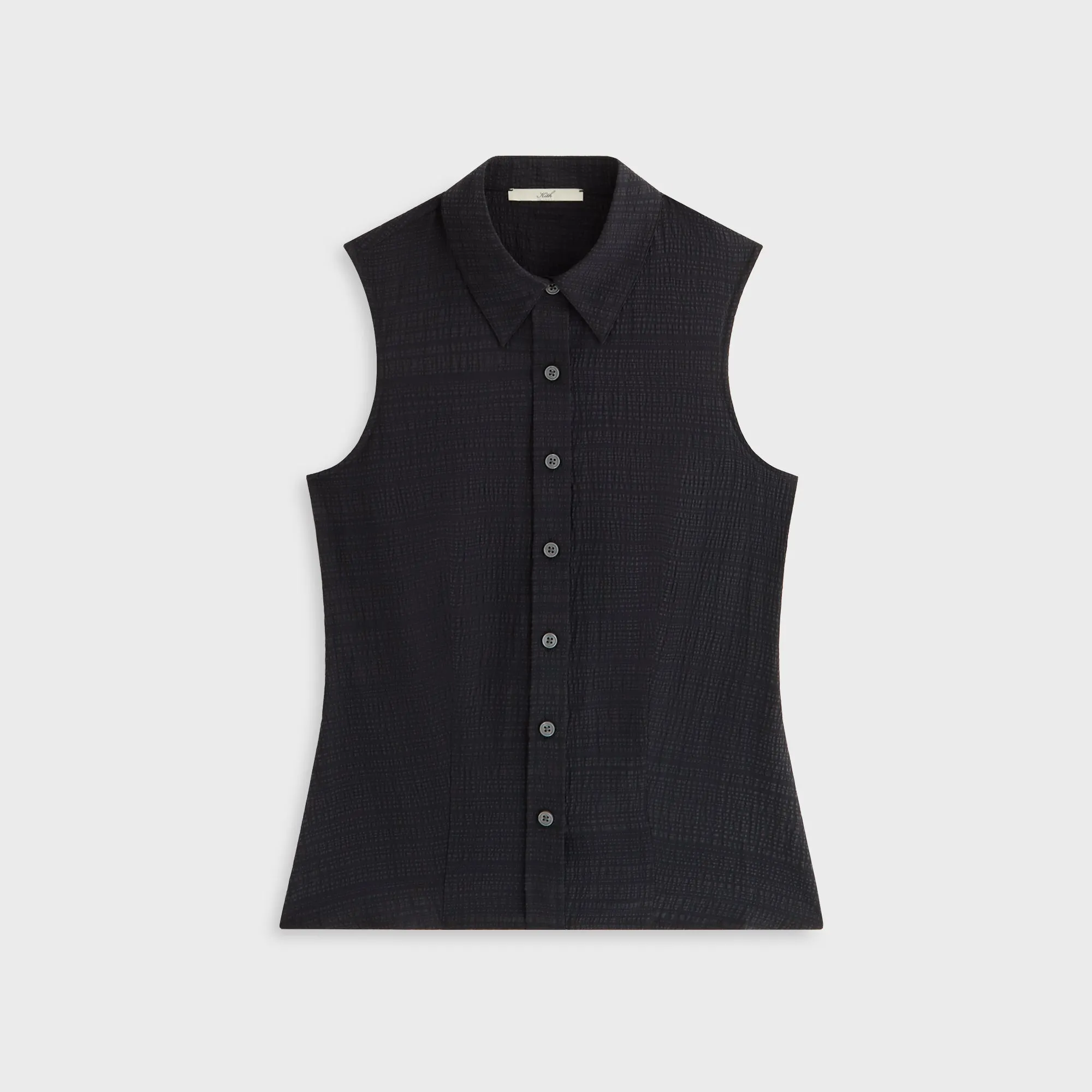 Breathable mesh Kith Women Aki Backless Button Down Tank - Black