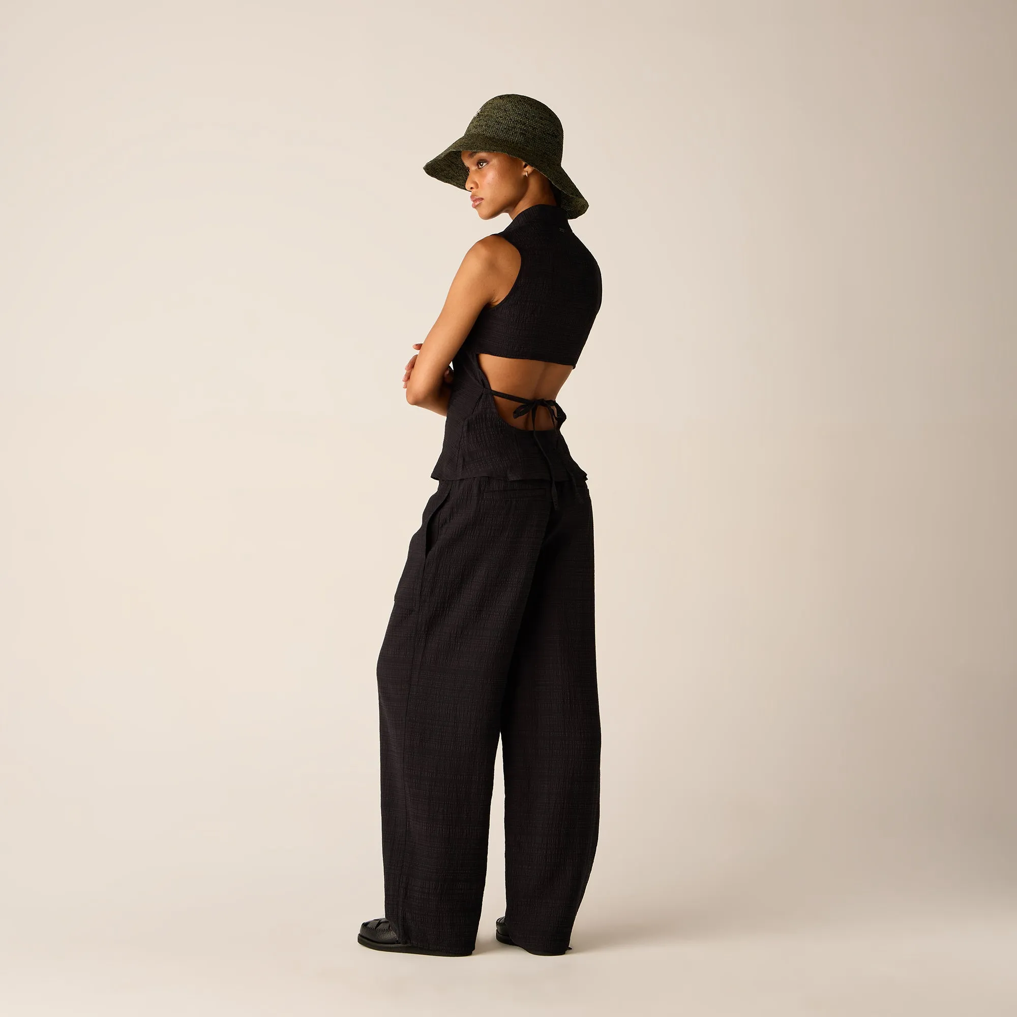 year - round use Kith Women Aki Backless Button Down Tank - Black