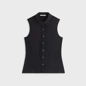 Breathable mesh Kith Women Aki Backless Button Down Tank - Black