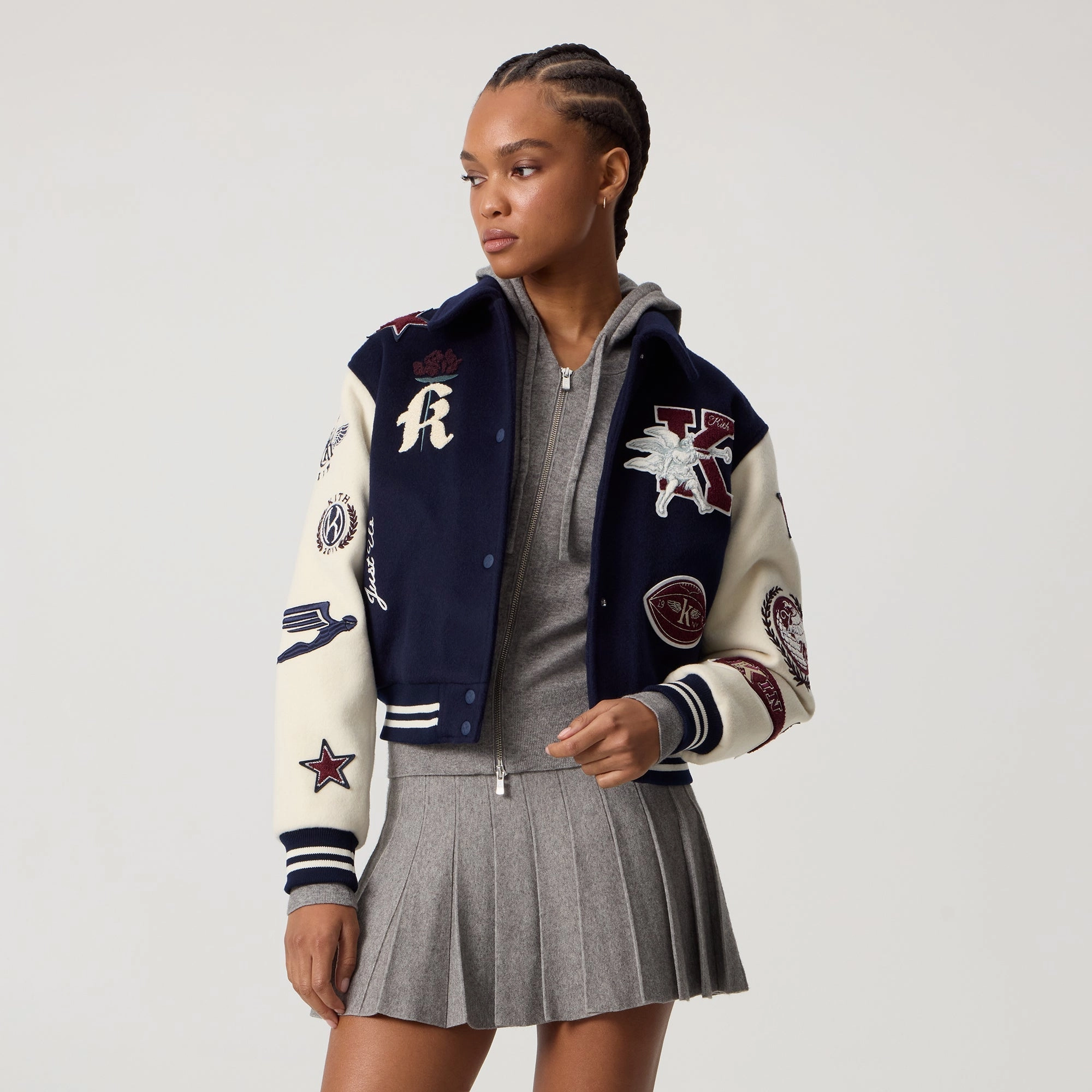 Kith Women Campbell II Melton Varsity Bomber Jacket - Nocturnal High Loft Insulation