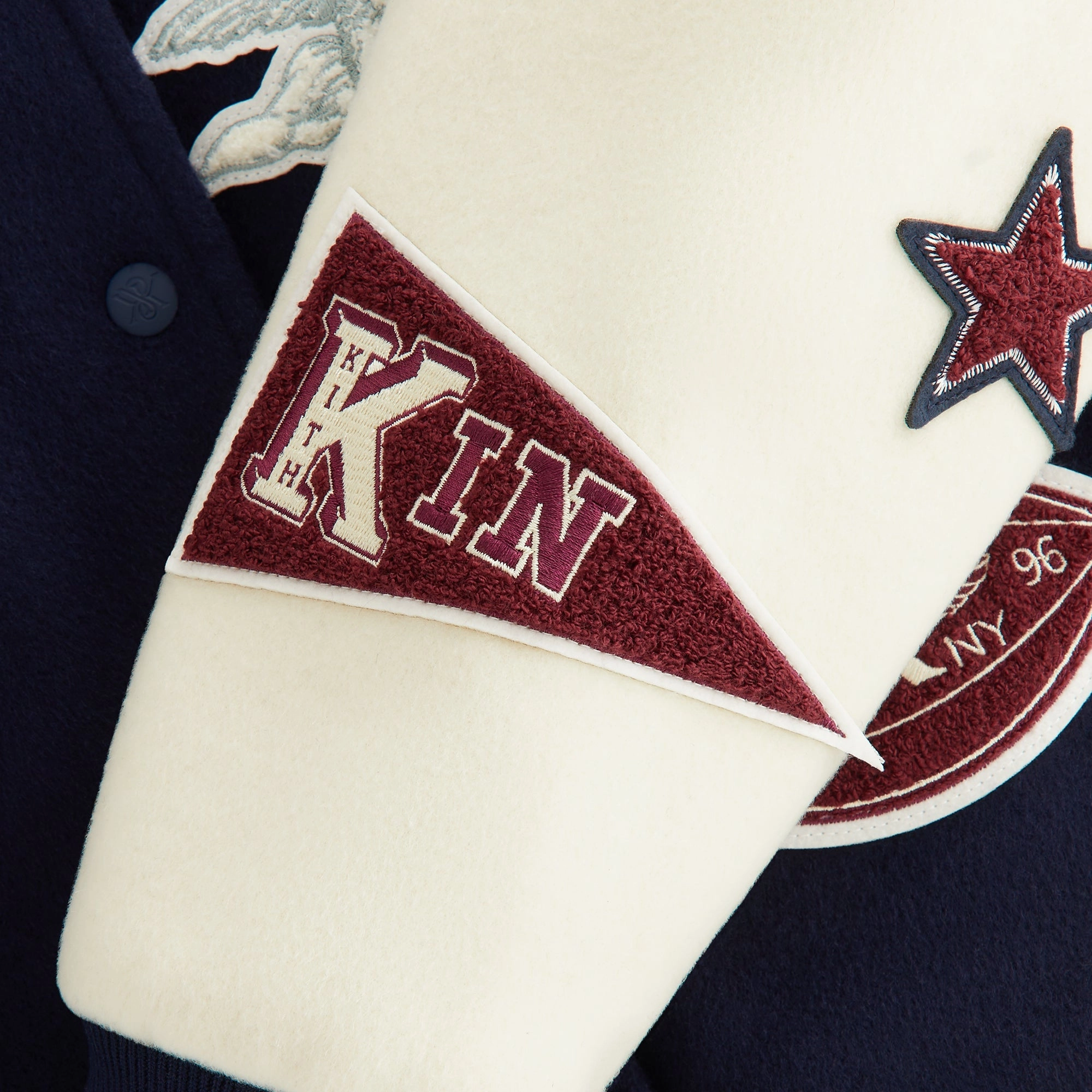 Stylish Chill Piece Winter Layers Kith Women Campbell II Melton Varsity Bomber Jacket - Nocturnal