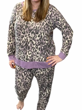 SweatWicking Fabric Breathable fabric Leopard Lounge Set In Purple