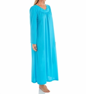 Tear Resistant Knit Petals 53 Inch Long Sleeve Gown In Turquoise