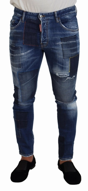 Dsqua2  Washed Patchwork Skinny Men  Men's Jeans Everyday Shopping Day