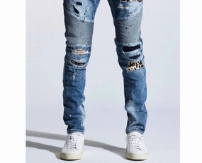 City Ready Men's Laguna Biker Jean In Blue Patchwork