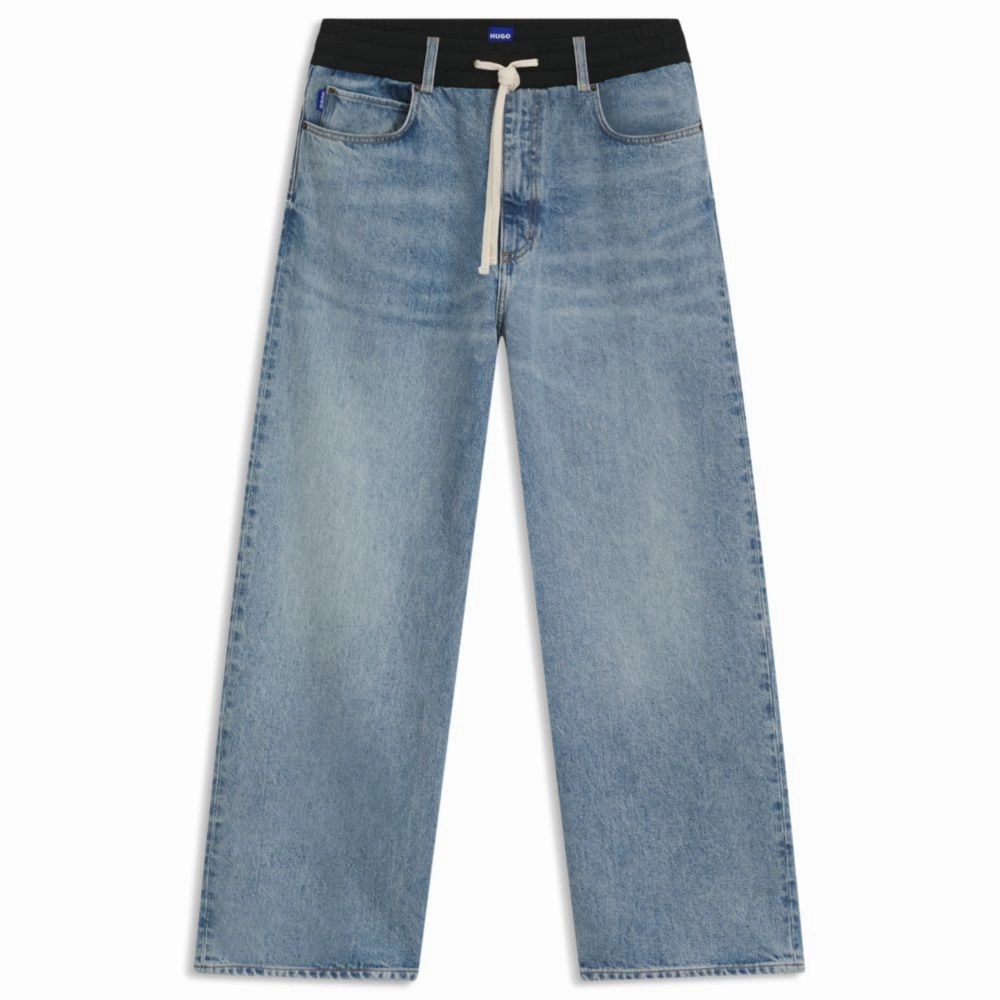 Always Ready Year Round Oversize-fit jeans in blue denim with jersey waistband