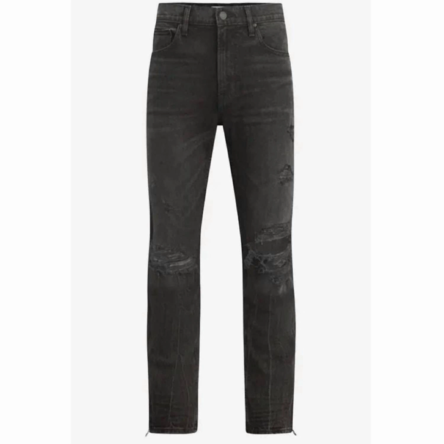Men's Walker Ripped Kicked Flare Bootcut Jeans In Destructed Black Daily Fit