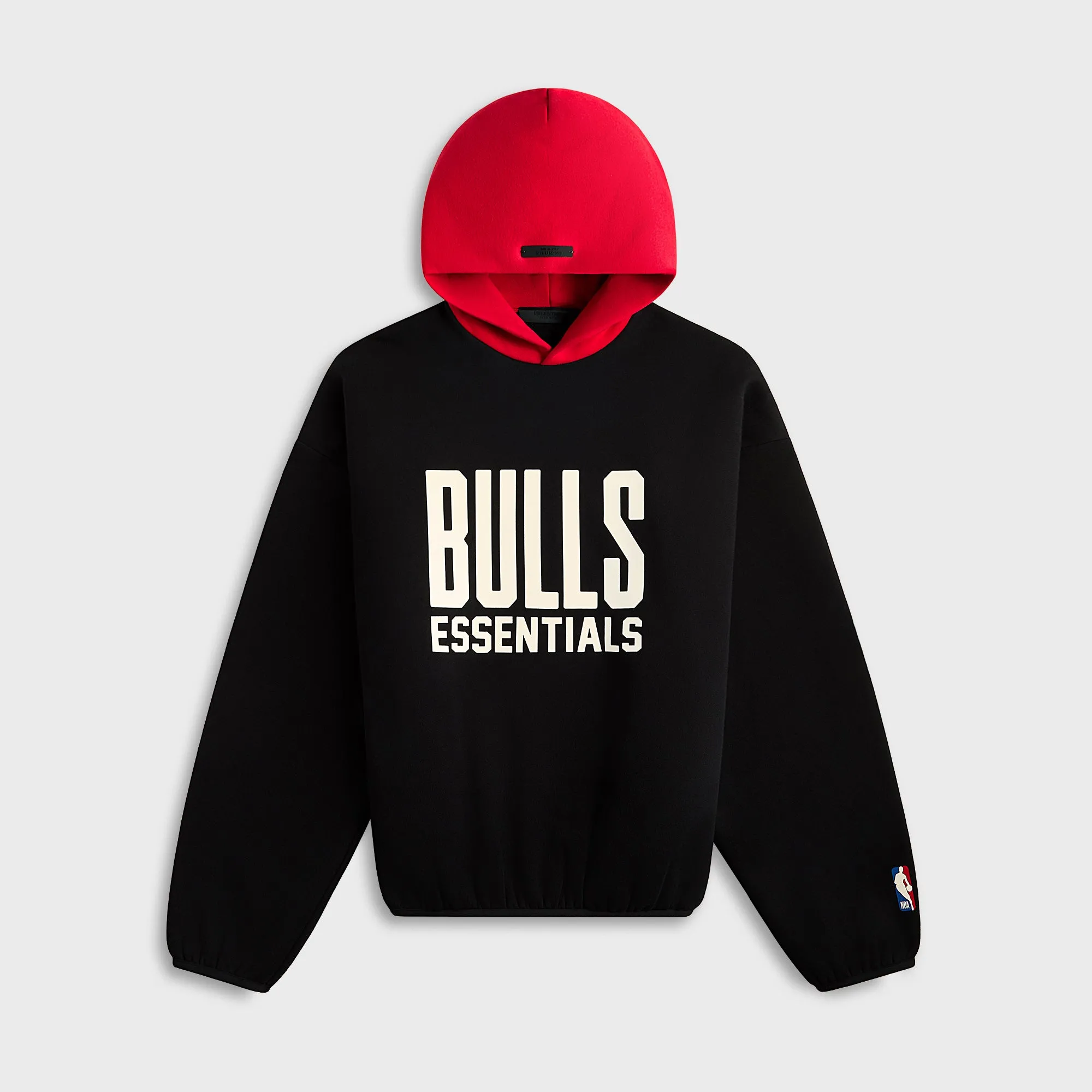 Loose Fit Essentials Bulls Core Fleece Pull Over Hoodie - Black / Red