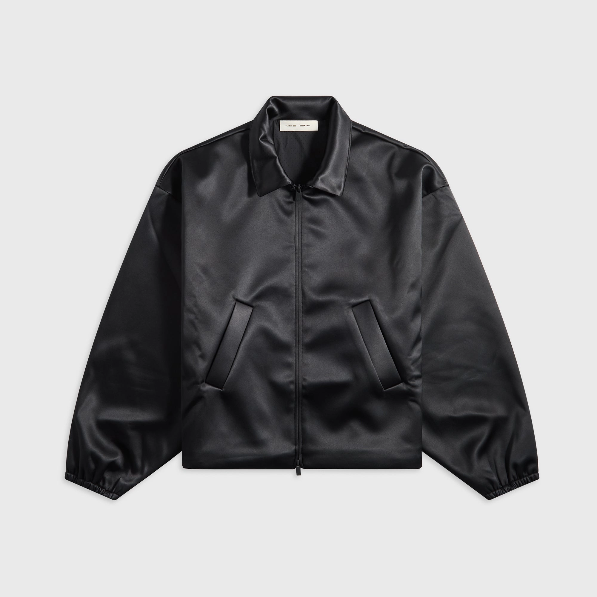 Essentials Bonded Satin Zip-Up Bomber - Jet Black Snow Ready Outfit Street Fashion