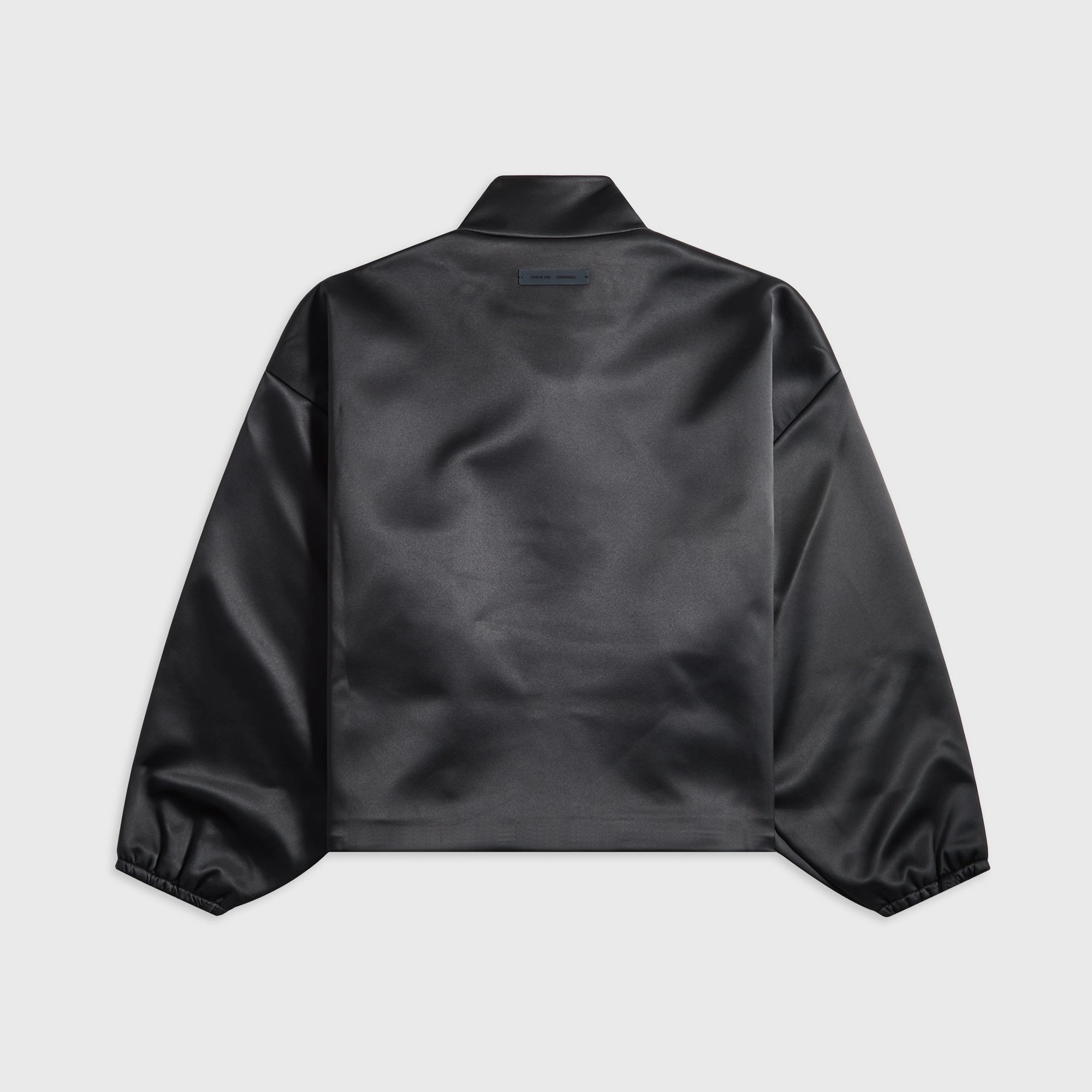 Quilted Interior Layer MoistureWicking Technology Essentials Bonded Satin Zip-Up Bomber - Jet Black