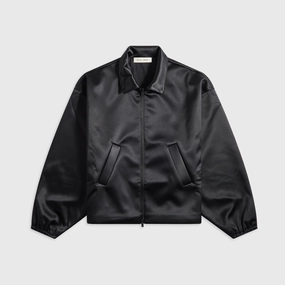 Essentials Bonded Satin Zip-Up Bomber - Jet Black Snow Ready Outfit Street Fashion