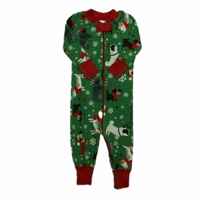 Hanna Andersson Boys Green Christmas Dogs 1-piece Non-footed Pajamas FadeResistant Color