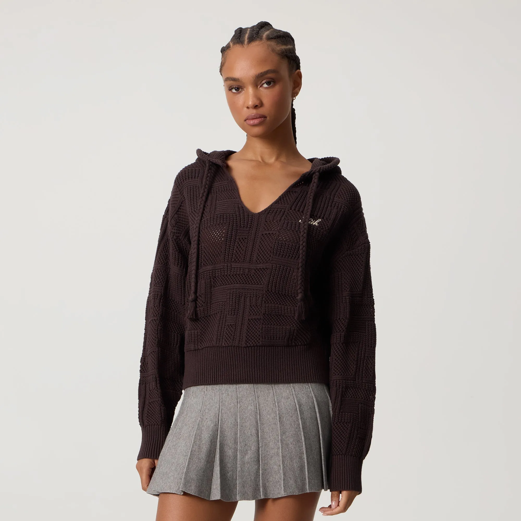 Soft Touch Kith Women Celyse II Patchwork Sweater Hoodie - Incognito