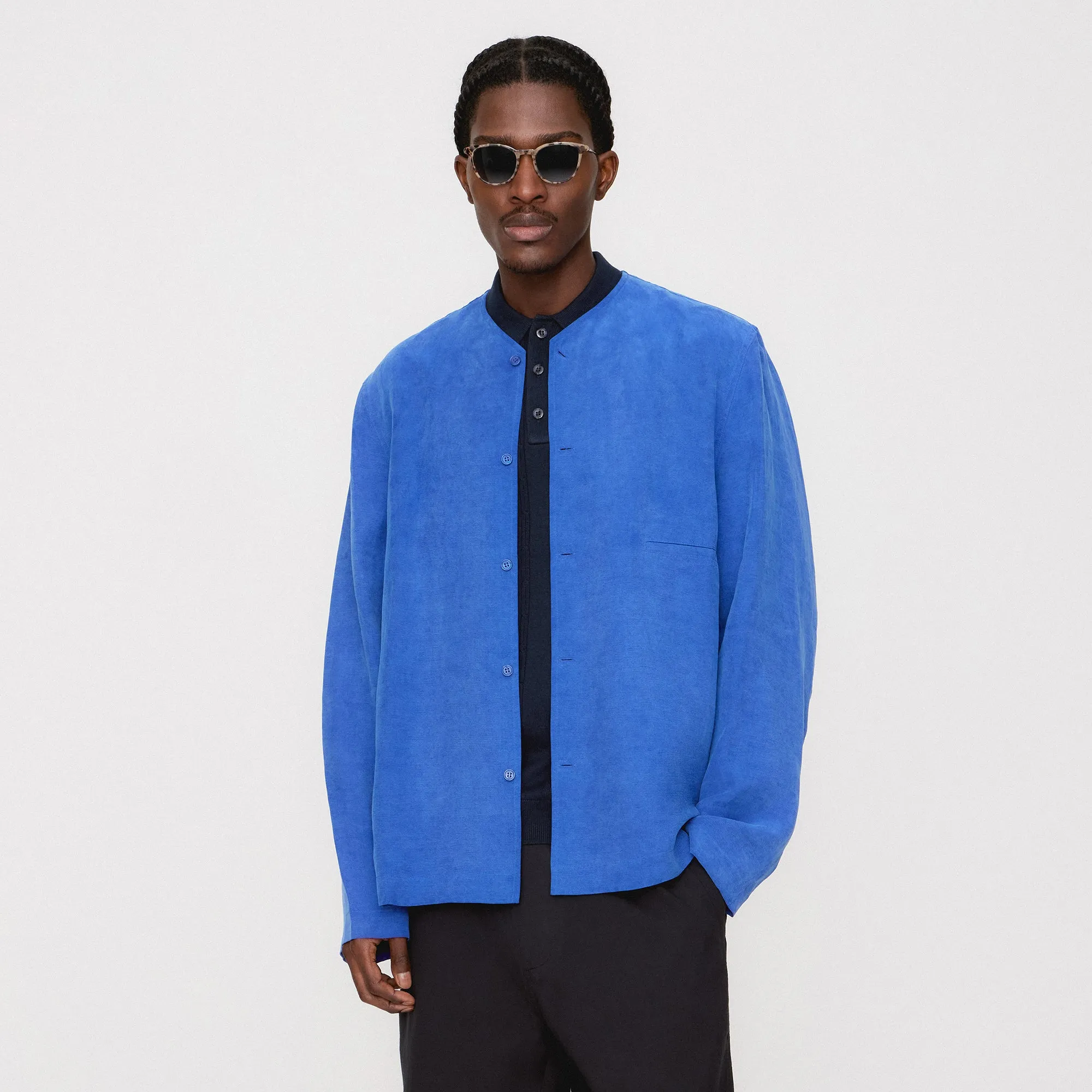 Stretchable Material Smooth Zipper Design Kith Cupro Linen Caelen Shirt - Current