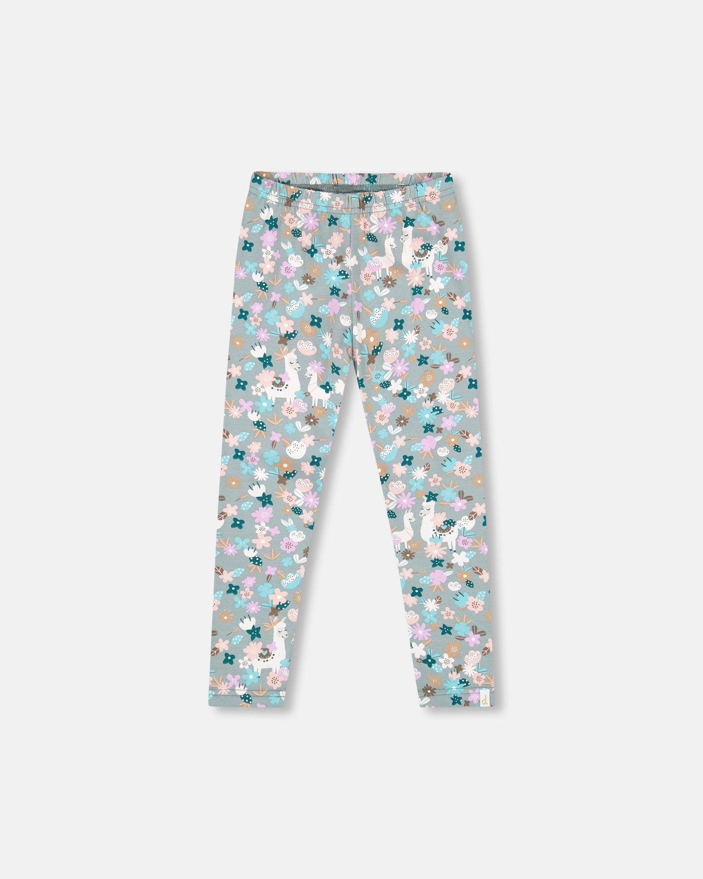 Organic Cotton Leggings Blue Llama Print Sweat Wicking Liner