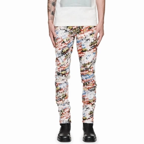 Eco Friendly Production Stickers Denim Skinny Jeans In All Over Paint