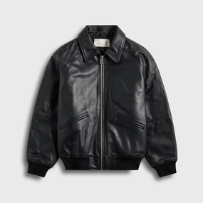 Breathable City Style Plaid Design ALYX 9SM Leather Varsity Jacket - Black