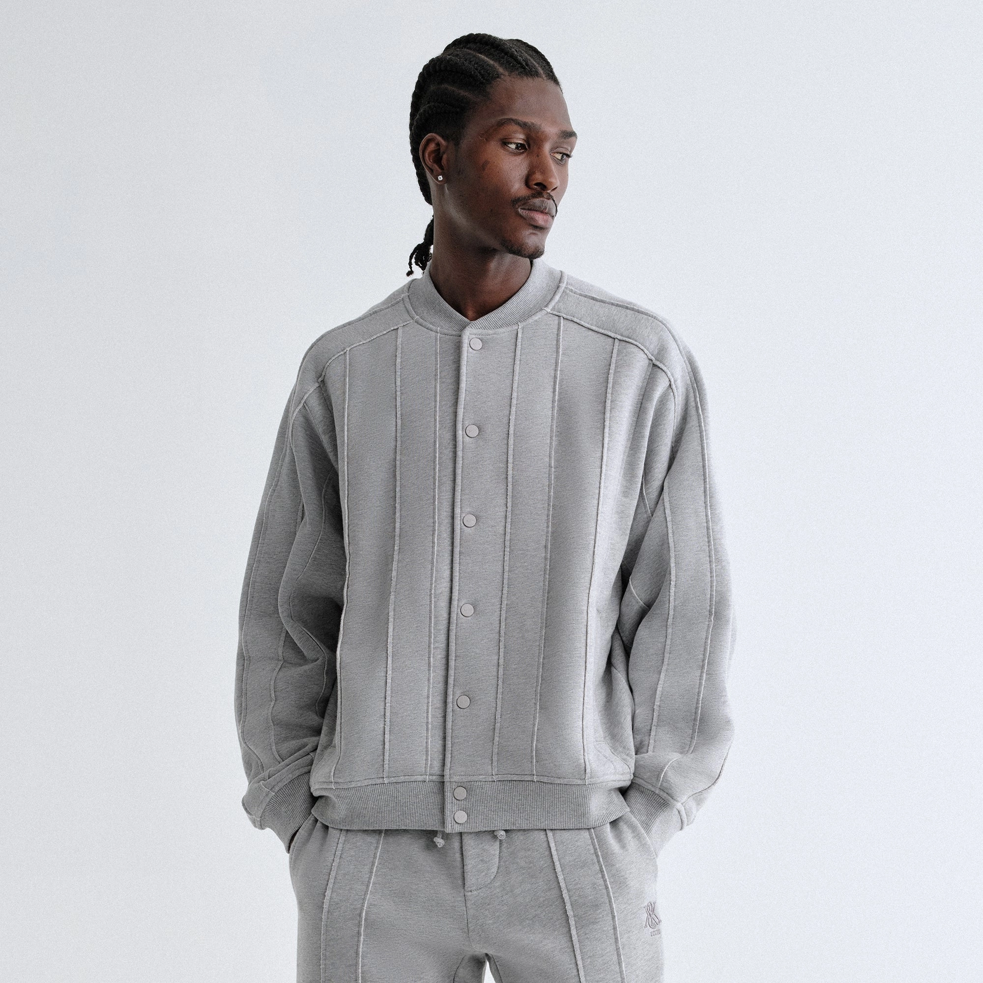 Hypoallergenic Textile UV protection layer Kith Marvin Bomber Jacket - Mid Heather Grey