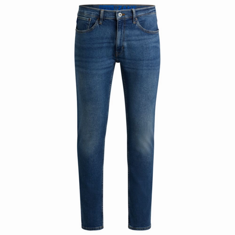 Extra-slim-fit jeans in navy stonewashed stretch denim Artist Vibe Sustainable Traveler Gear Smart Casual