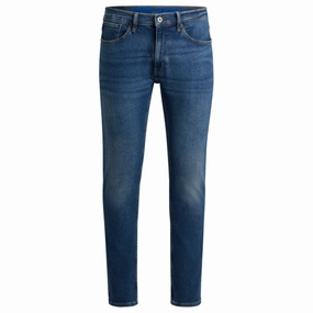 Extra-slim-fit jeans in navy stonewashed stretch denim Flexible Waistband