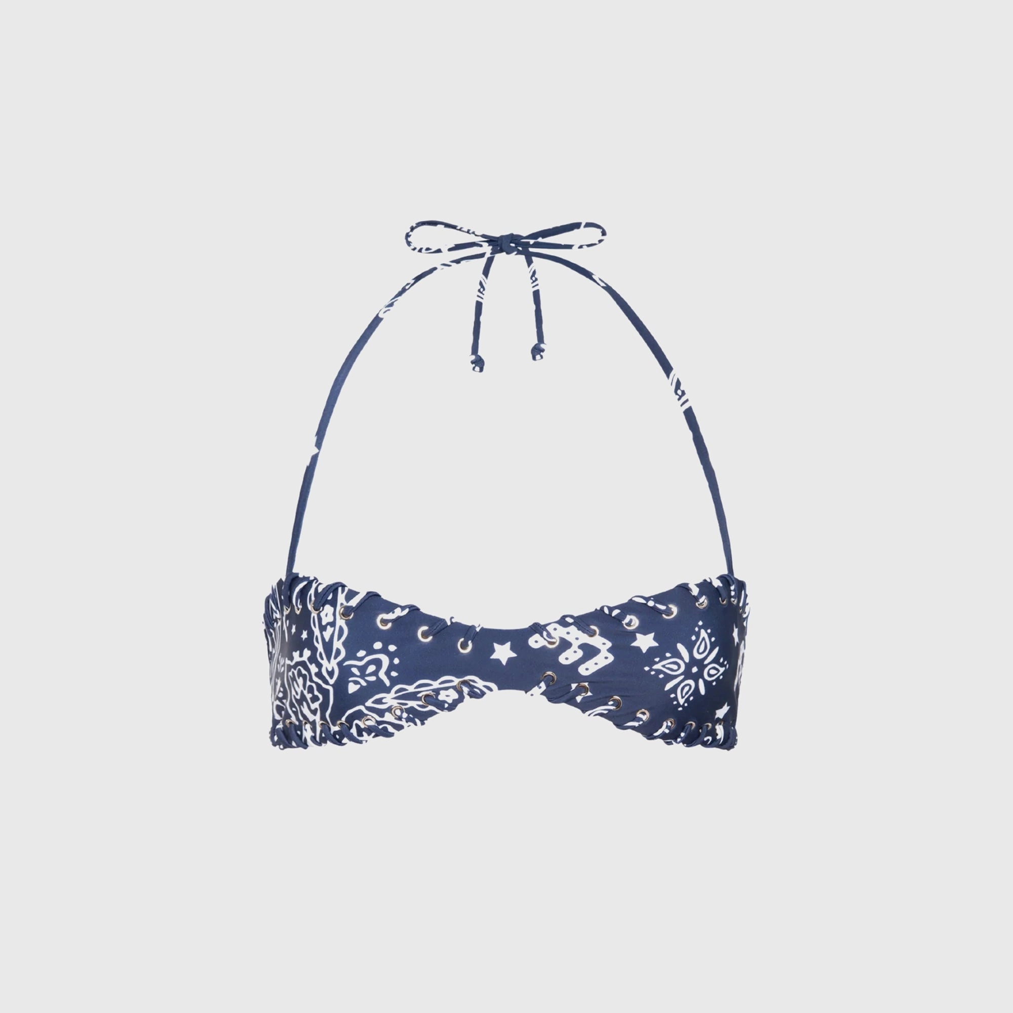 Vibrant Patterns Antimicrobial Treatment Miaou Rio Bikini Top - Bandana Navy