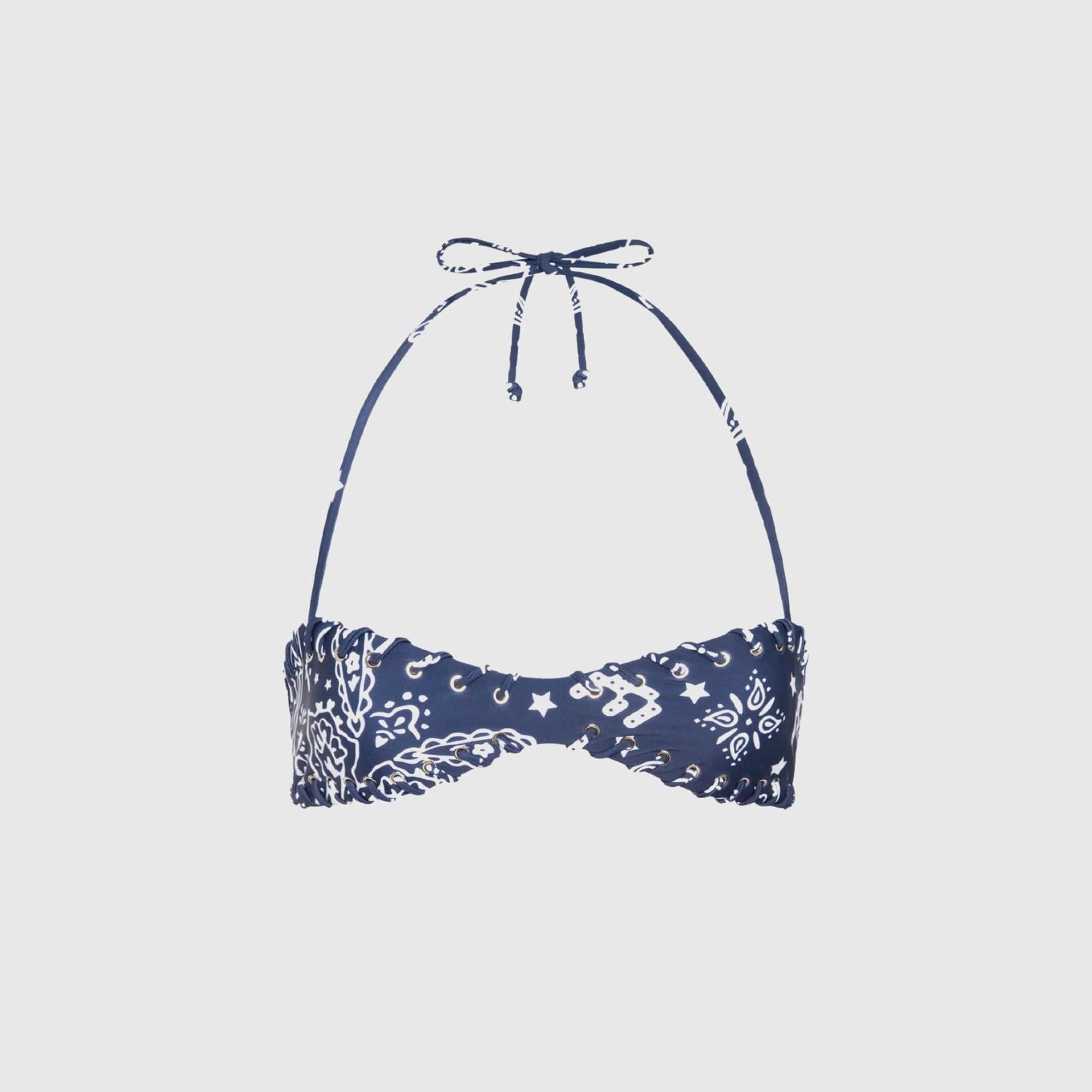 Earthy-Tone Multi Way Straps Miaou Rio Bikini Top - Bandana Navy