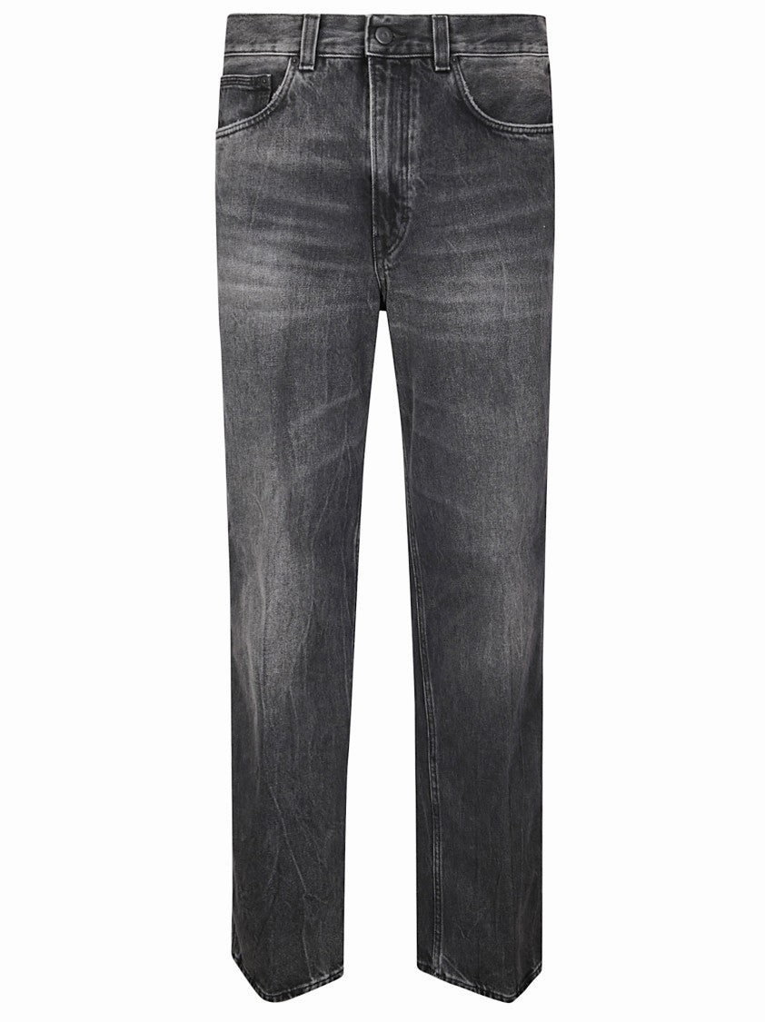 Faded Black Straight Leg Jeans Comfort Stretch
