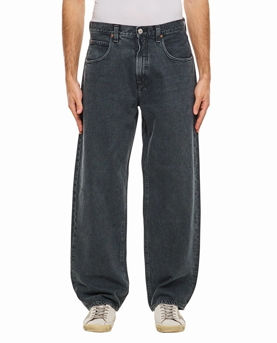 Faded Relaxed Wide-Leg Fusion Jeans Style Basic