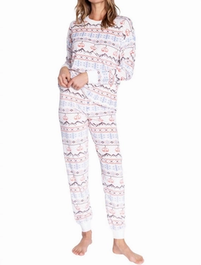Fair Isle Pajama Set In Ivory NonIrritating Seam Construction