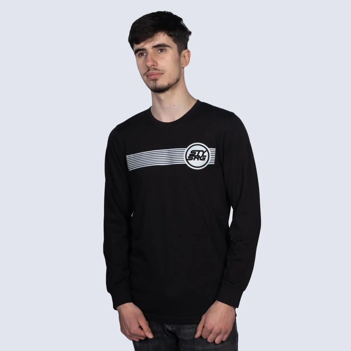 BreathableMeshLining Brushed Interior Lining Stay Strong Icon Stripe Reflective Long Sleeve T-Shirt - Black
