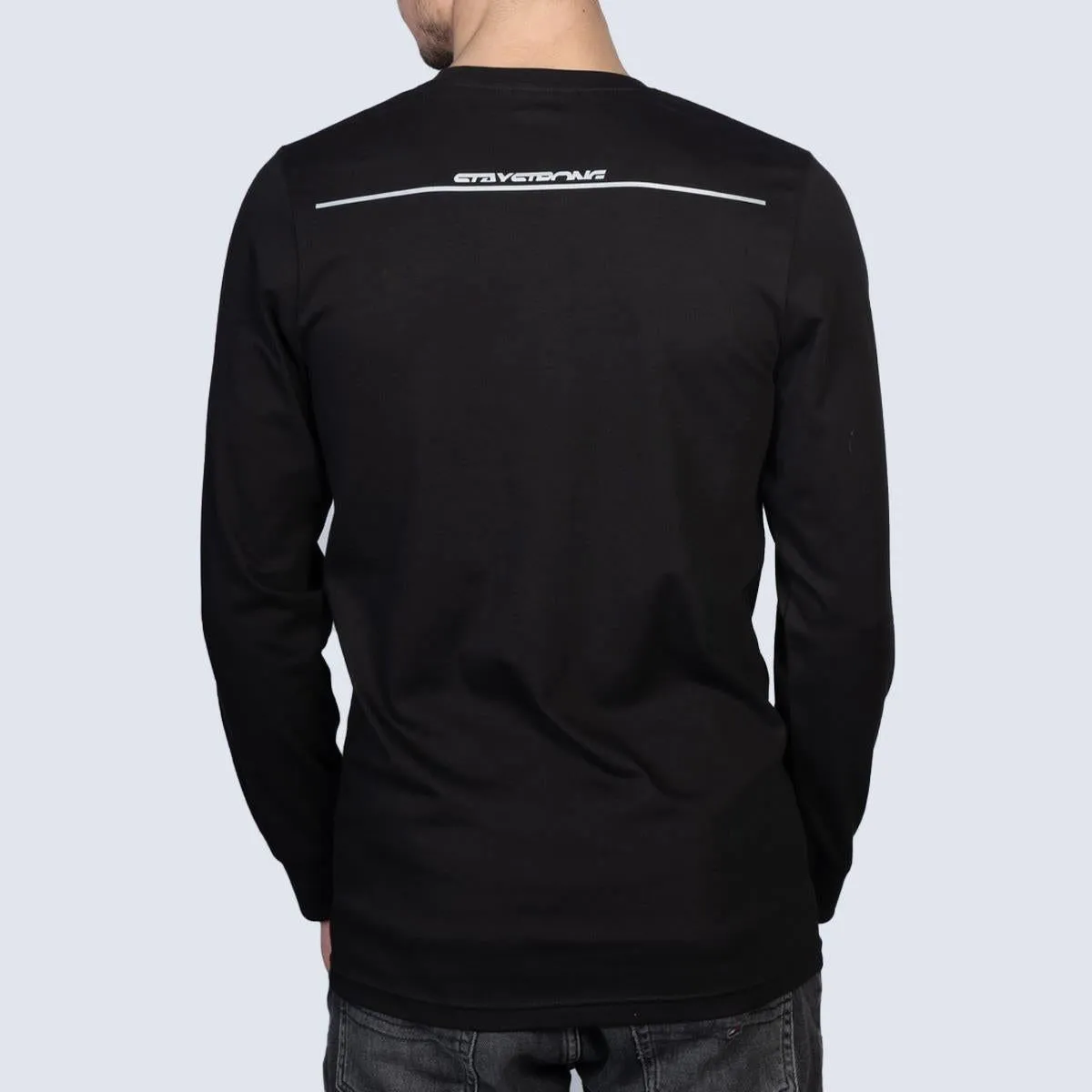 Stay Strong Icon Stripe Reflective Long Sleeve T-Shirt - Black Perfectly Fit Light Comfort Style