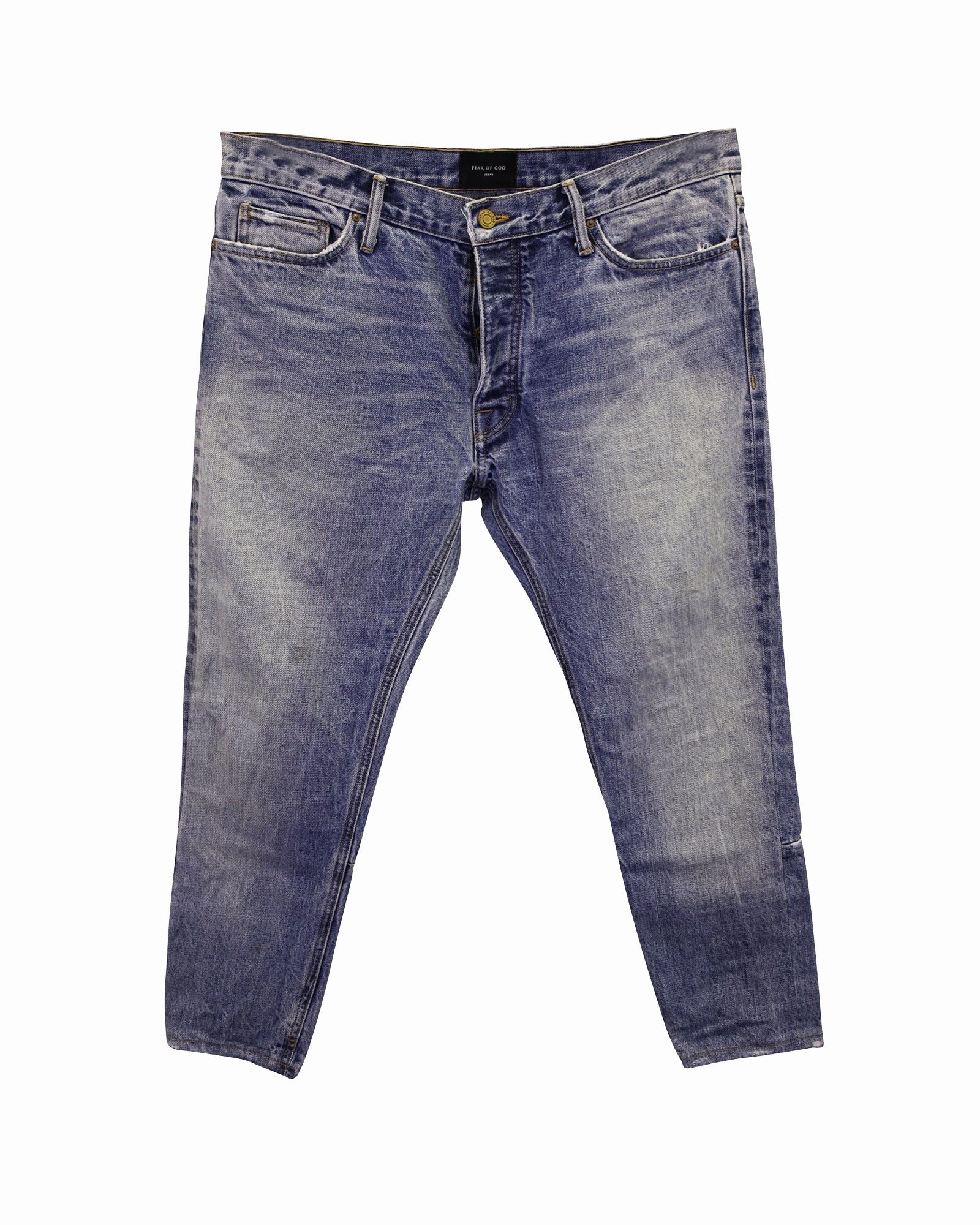 Fear of God Eternal 5-Pocket Straight Leg Jeans in Light Blue Cotton Denim Breathable Minimalist Simple Wear