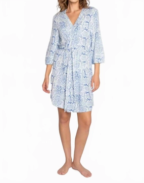 Multi Pocket Design Wrinkle resistant fabric Feelin Snakey Loungewear Robe In Blue