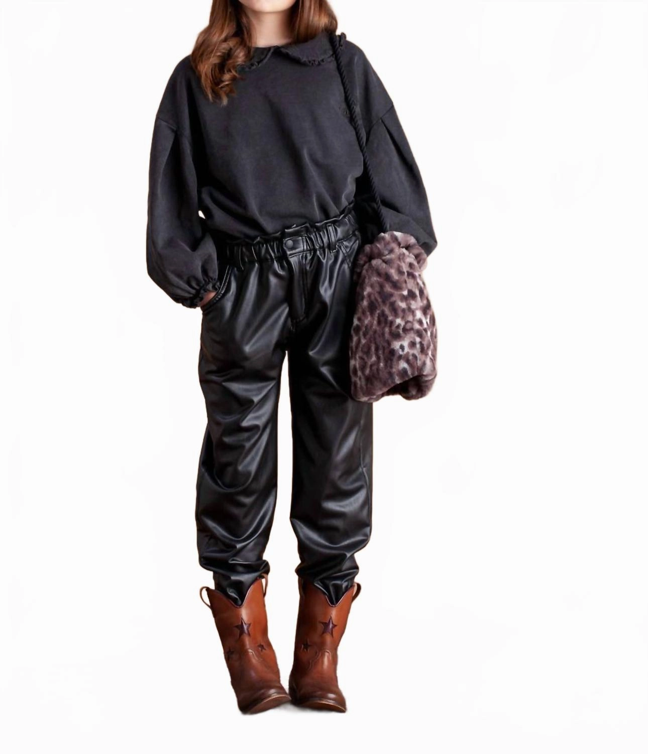 Sintetic Leather Pants In Black Smart Fit Stretch Fit