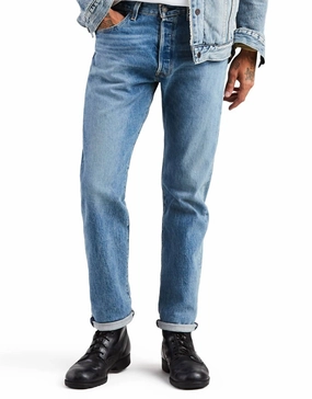 Lightweight Parent Style Durable 501 Stretch Button Fly Original-Fit Straight-Leg The Ben Jean In Light Blue