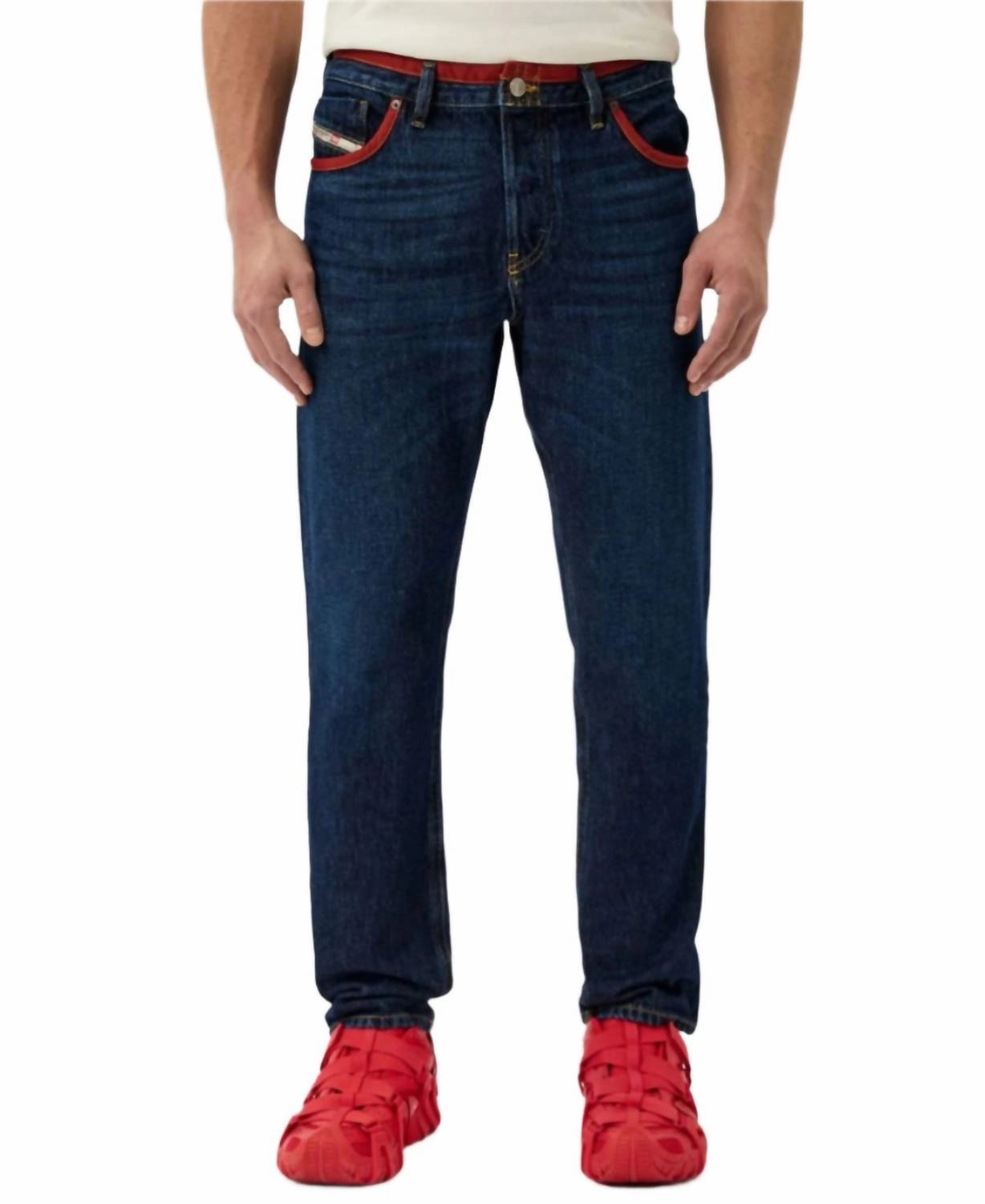 Diesel Outline Straight Leg Denim Jeans In Blue/orange City Look