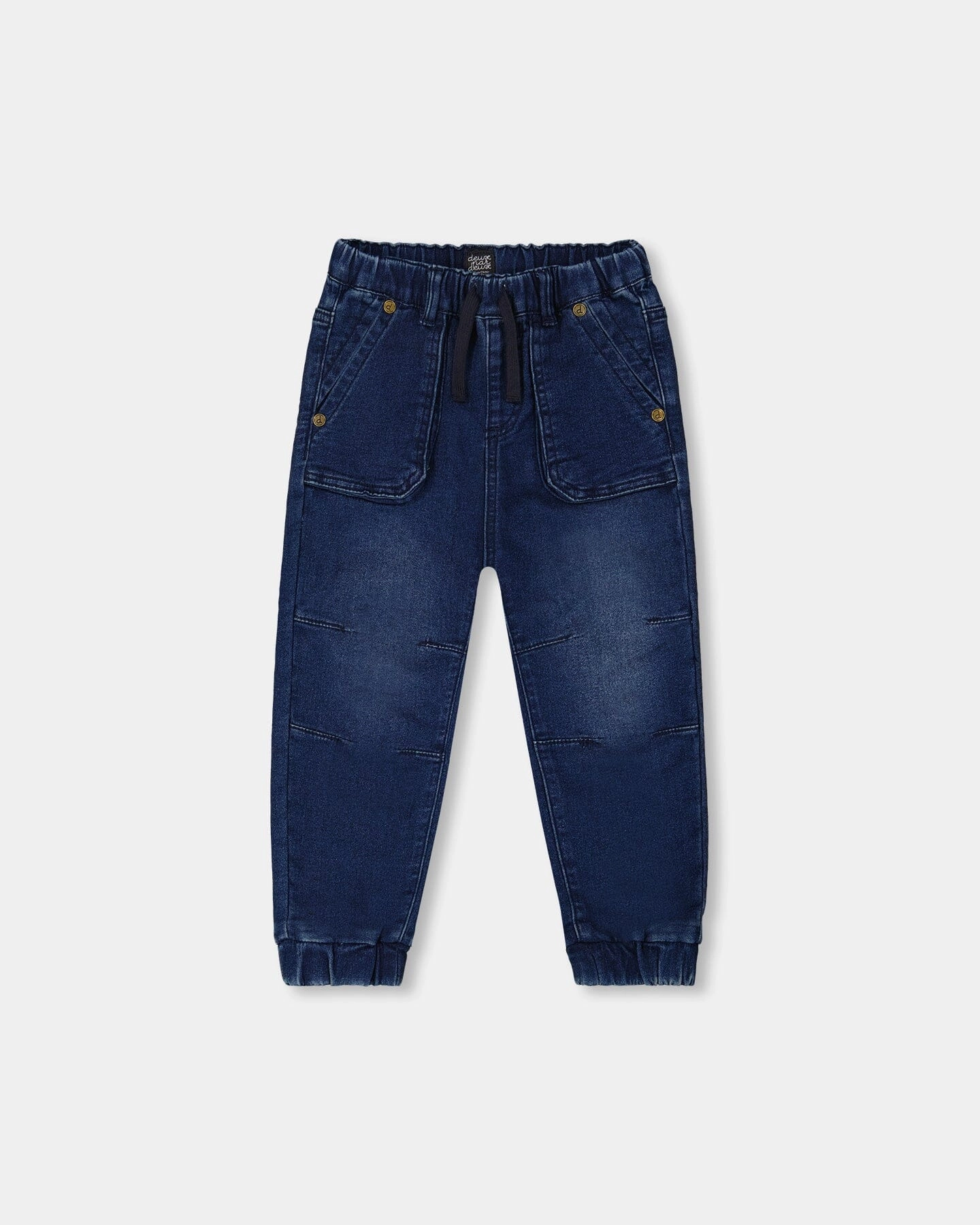 Wool blend Breathable Lining French Terry Denim Jogger Pant Dark Denim Blue
