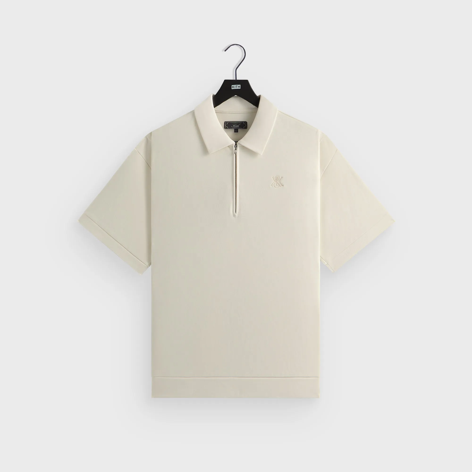 Kith Zip-Front Performance Knit Ethan Polo - Sandrift Summer Casual