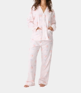 LongLasting Durability Flannel Pj Set In Pink Mist