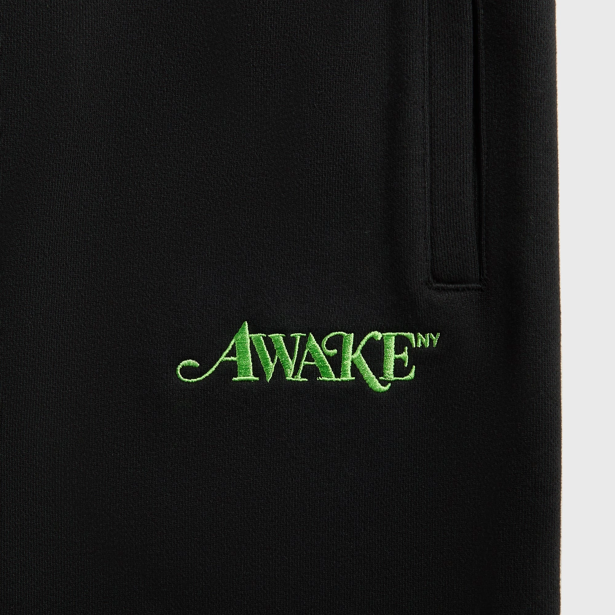 Awake NY Classic Logo Sweatpant - Black Breathable mesh lining Classic Comfort