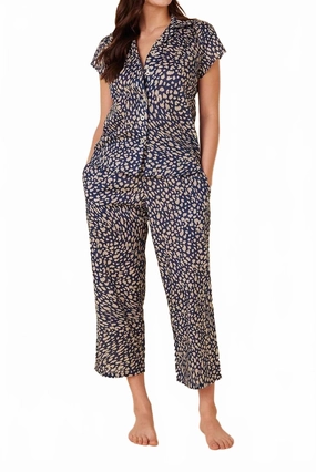 Temperature Regulating Material Collette Voile Capri Pajama Set In Blue