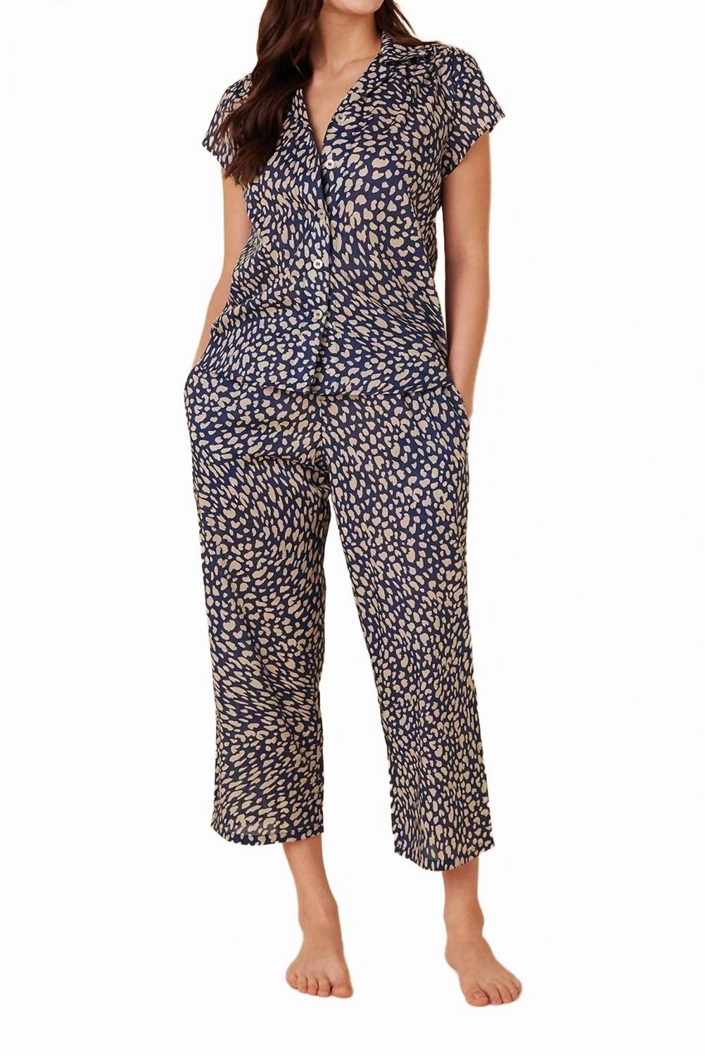 Temperature Regulating Material Collette Voile Capri Pajama Set In Blue