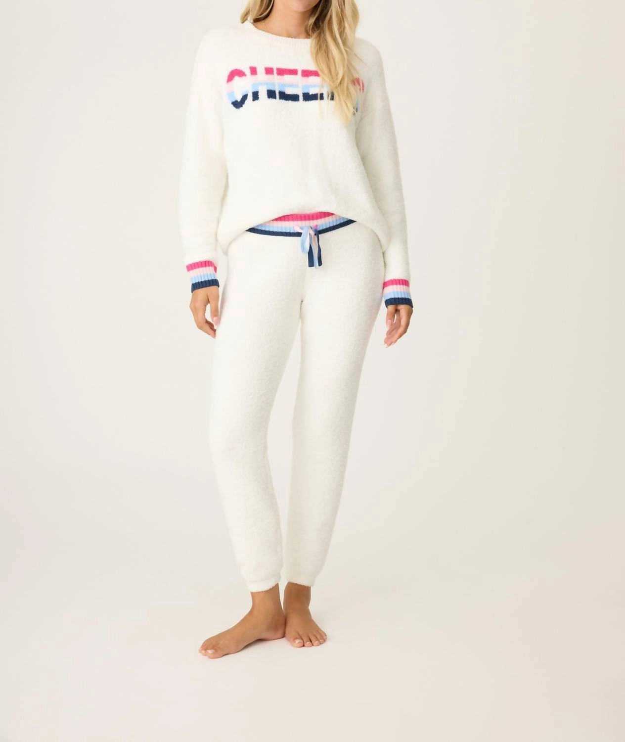 No Slip Grip Layered Texture Cheers Marshmallow Party Lounge Set In White