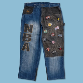 Laser cut Thermal Insulation Layer Y2K NBA Baggy Pants 40x32