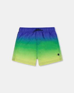Swim Trunks Blue, Green, And Lime Gradient Vibrant Patterns