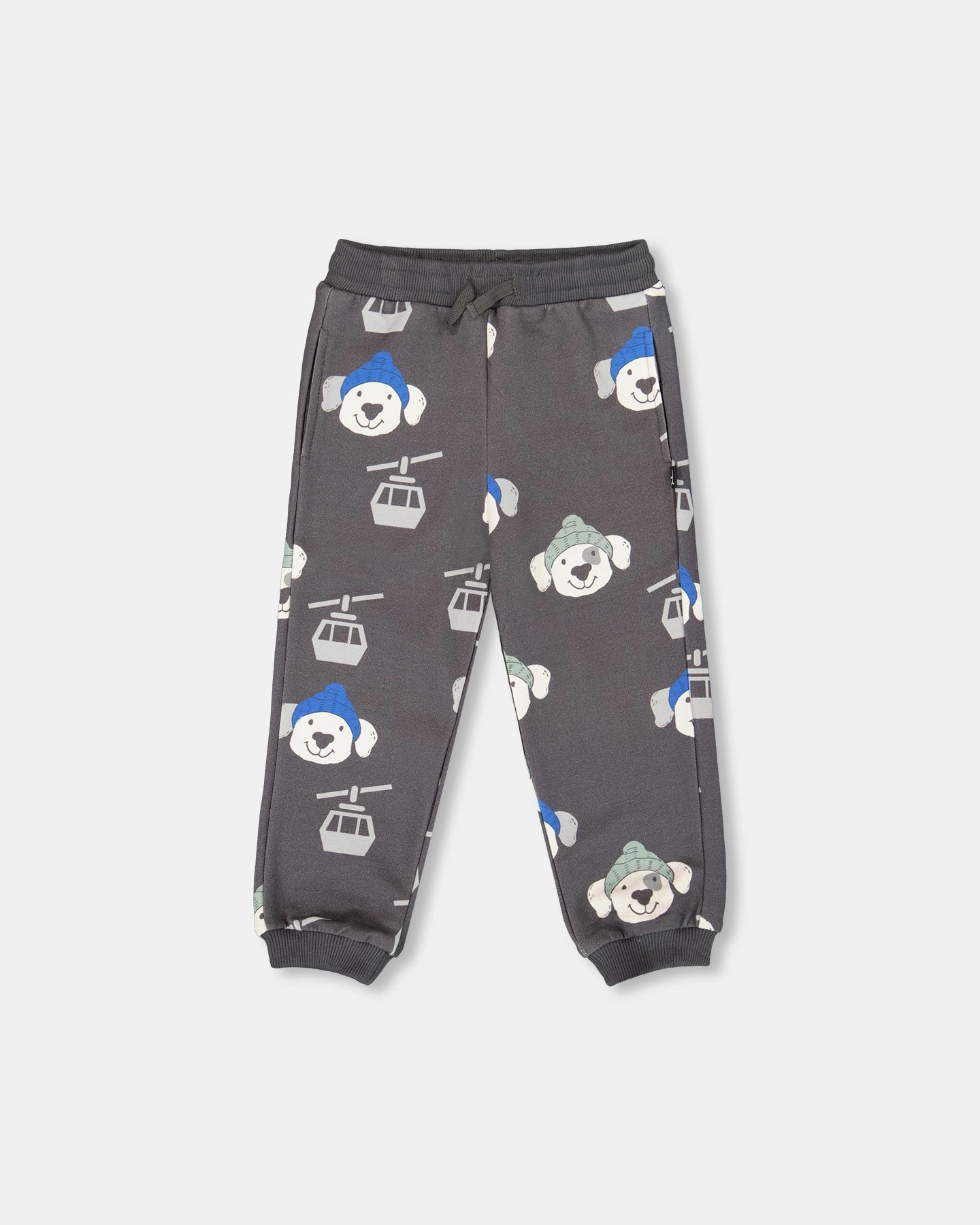 Functional Comfort Wear Fleece Sweatpants Gray Dog Print